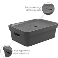 Caixa Organizadora Cube M com Tampa - Cinza Chumbo | Alta Resistência e Design Moderno - imagem 5