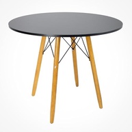 Mesa Eiffel Redonda Preta 90cm - Design Moderno com Pés de Palito Tipo Eames - imagem 2