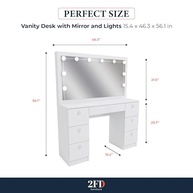 Penteadeira Ditália 7 Gavetas com Kit Iluminação Camarim - Design Moderno e Funcionalidade Premium - imagem 4