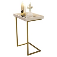 Mesa Lateral para Sofá com Bandeja Removível - Design Moderno em Pérola e Bronze - imagem 4