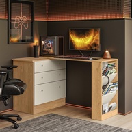 Cômoda com Mesa Giratória Gamer Freijó Off White Qmovi - Design Moderno e Funcionalidade Premium - imagem 1