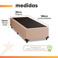 Base Cama Box Solteiro 88x188x38cm Bege Suede Veludo Prince - Design Sofisticado e Conforto Duradouro - imagem 3