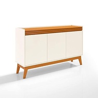 Buffet Aparador 3 Portas Ripado Astúrias 136cm - Design Moderno com Pés em Madeira Maciça - imagem 5