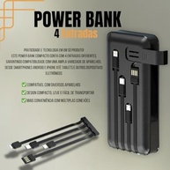 Power Bank 10000mAh Universal: 4 Cabos Integrados, Carregamento Rápido e Design Ultra Leve - imagem 4