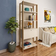 Estante Organizadora com Porta Basculante Match Carvalho/Off White - Design Moderno e Funcional - imagem 3