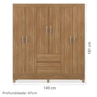 Guarda-Roupas Casal 6 Portas com 2 Gavetas Flash Demobile - Design Amêndoa Moderno - imagem 4