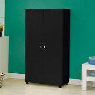 Armário Multiuso Ditália AR-70 2 Portas com Rodízios – Design Moderno e Versátil em Preto Fosco - imagem 1