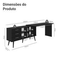 Escrivaninha Em L Mesa Gamer com 3 Gavetas - Design Moderno e Espaçoso para Home Office - imagem 5