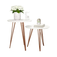 Conjunto com 2 Mesinhas Laterais Redondas com Pés de Ferro - Design Moderno para Sala e Cômodos - imagem 1