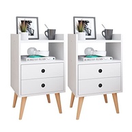 Conjunto Mesa de Cabeceira Retro com 2 Gavetas - Design Moderno para Quarto - imagem 2