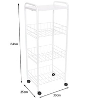 Fruteira de Chão com 3 Cestos e Tampo de Madeira - Design Moderno com Rodas - imagem 4