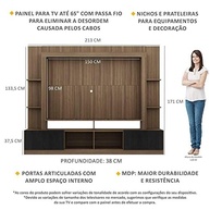 Rack Estante para TV até 65" Oslo Multimóveis - Design Moderno com 2 Portas e Painel Madeirado/Preto - imagem 3