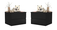 Kit com 2 Mesas de Cabeceira Suspensas Tóquio com 2 Gavetas – Design Moderno para Quarto (Preto) - imagem 2