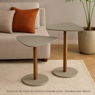 Kit Mesas Laterais Triangulares em MDF Cinza - Design Orgânico Moderno para Sala e Escritório - imagem 5