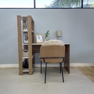 Escrivaninha com Estante Lateral MATCH Off White/Carvalho - Design Moderno e Funcional - imagem 3