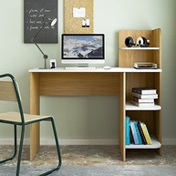 Escrivaninha com 3 Prateleiras LINK Carvalho e Branco – Design Moderno para Estudos e Trabalho - imagem 2