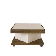 Mesa de Centro com Rodízios SAARA – Design Moderno em Off White e Pinho - imagem 4