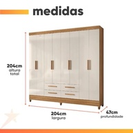 Guarda-Roupa Casal 8 Portas 4 Gavetas Flórida Moval - Design Moderno e Espaçoso - imagem 4