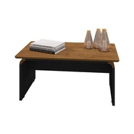Mesa de Centro Moderna Lilibeth - Design Retrô em Madeira Natural e Preto Fosco - imagem 5