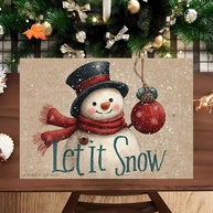 Jogo Americano de Mesa de Natal 29x43cm - Design Let It Snow com Boneco de Neve - imagem 1