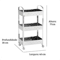 Organizador Suprema Brinox 40x28x77cm em Aço Inox | Design Moderno com Rodinhas - imagem 3