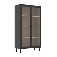 Cristaleira Estante para Livros Ditália 2 Portas em Vidro Preto - Design Moderno e Resistente - imagem 1