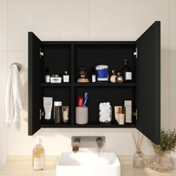 Espelheira Suspensa Moderna com Prateleiras para Banheiro - Design Klein Preto - imagem 4