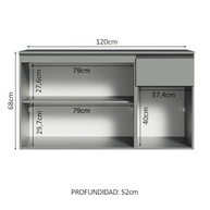 Balcão de Pia 3 Portas 1 Gaveta Suspenso Cinza Nice - Design Moderno e Funcionalidade - imagem 4