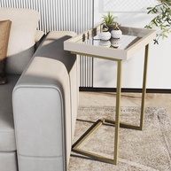 Mesa Lateral para Sofá com Bandeja Removível - Design Moderno Dourado - imagem 1