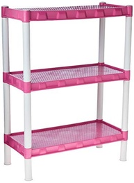 Estante Modular Rosa 3 Prateleiras - Design Moderno e Resistente com Suportes Brancos - imagem 2