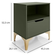 Mesa de Cabeceira com Gaveta e Nicho - Design Industrial Moderno Verde e Pé Dourado - imagem 4