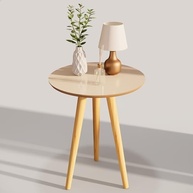 Mesinha Lateral Retro em Madeira - Design Off White com Detalhes Freijó para Sala e Quarto - imagem 2
