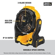 Ventilador DEWALT 20V Portátil - 4,5h Autonomia | Potente e Versátil para Ambientes Externos - imagem 4