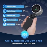 Ventilador Portátil Recarregável AQWS - Mini Fan Dobrável com Display Digital, 5 Velocidades e Bateria 3600mAh - imagem 5