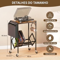 Suporte para Toca-Discos de 2 Níveis com Organização para 200 Álbuns e Gancho para Fones - imagem 3