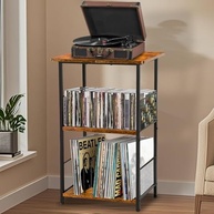 Estante Rack para Discos de Vinil LPs com 2 Divisórias Ajustáveis | Suporte para Toca-Discos e Armazenamento de Até 100 Álbuns - imagem 2