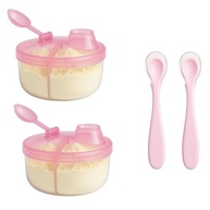 Kit Porta Leite em Pó para Bebê com 3 Divisórias + 2 Colheres de Silicone Rosa - Ideal para Bolsa Maternidade - imagem 2
