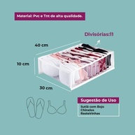 Colmeia Organizadora Gaveta Premium 40x30x10cm - 11 Divisórias Transparentes para Sutiãs e Roupas - imagem 3