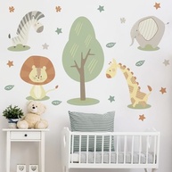 Adesivo de Parede Infantil Safari - Árvore e Animais para Decoração do Quarto - imagem 2