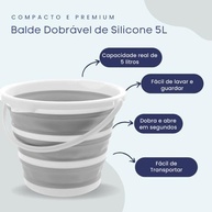 Balde Retrátil 5L em Silicone com Alça Ergonômica - Dobrável, Multiuso e Portátil para Casa, Praia e Viagem (Laranja) - imagem 4