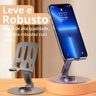 Suporte de Celular e Tablet em Alumínio Premium: Rotação 360°, Ajustável e Dobrável - imagem 4