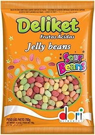 Bala de Goma Confeitada Deliket Jelly Beans Frutas Sortidas Ácidas 700g - Dori - imagem 1