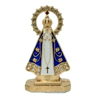 Miniatura Nossa Senhora Aparecida Painel Carro Dourado Branco com Strass Autocolante - imagem 2