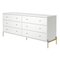 Cômoda com 6 Gavetas Jasper 180cm - Design Moderno Branco com Dourado - imagem 5