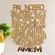 Letreiro Decorativo Oração Pai Nosso em Acrílico Dourado Espelhado - 38x50cm para Decoração de Parede - imagem 3
