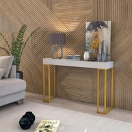 Aparador Planalto 90cm com Pés Dourados - Design Moderno Off-White para Ambientes Elegantes - imagem 2