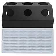 Escorredor de Garrafas Premium com Almofada de Drenagem - 3 Furos em Alumínio e Silicone (Preto) - imagem 2