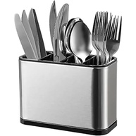 Escorredor Porta Talheres Aço Inox com Drenagem - 4 Divisórias Moderno e Compacto - imagem 2