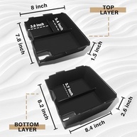 Organizador de Console Central Muslogy para Ford Ranger & Raptor 2024/2025 - Duas Camadas, Preto - imagem 3