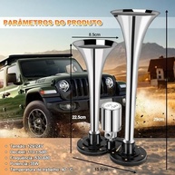 Buzina de Ar Dupla Cromada para Caminhão e Veículos - Som Potente de 115dB - imagem 3